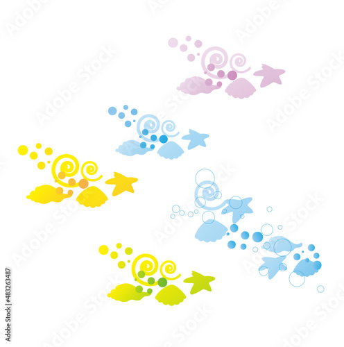 Clip Art of Seashells and Water Droplets