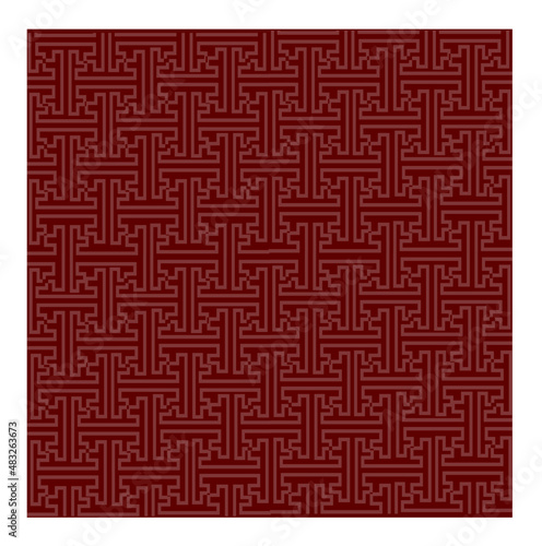 dark red background with Korean traditional patterns