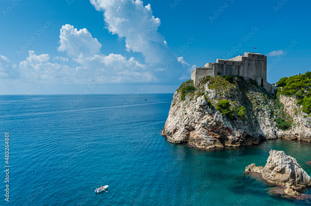 View of Lovrijenac historic fortress from the Dubrovnik walls, Croatia
