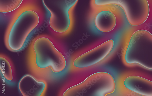 Trendy Neumorphism style liquid plastic interface background. Soft, clear and simple futuristic Neo Morphism shape elements design. Colorful gradient.