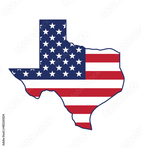 texas tx state map with usa flag