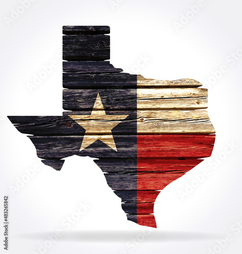 texas tx state flag on map shape rustic old wood