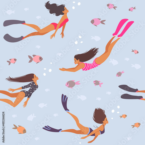 seamless girl swimming