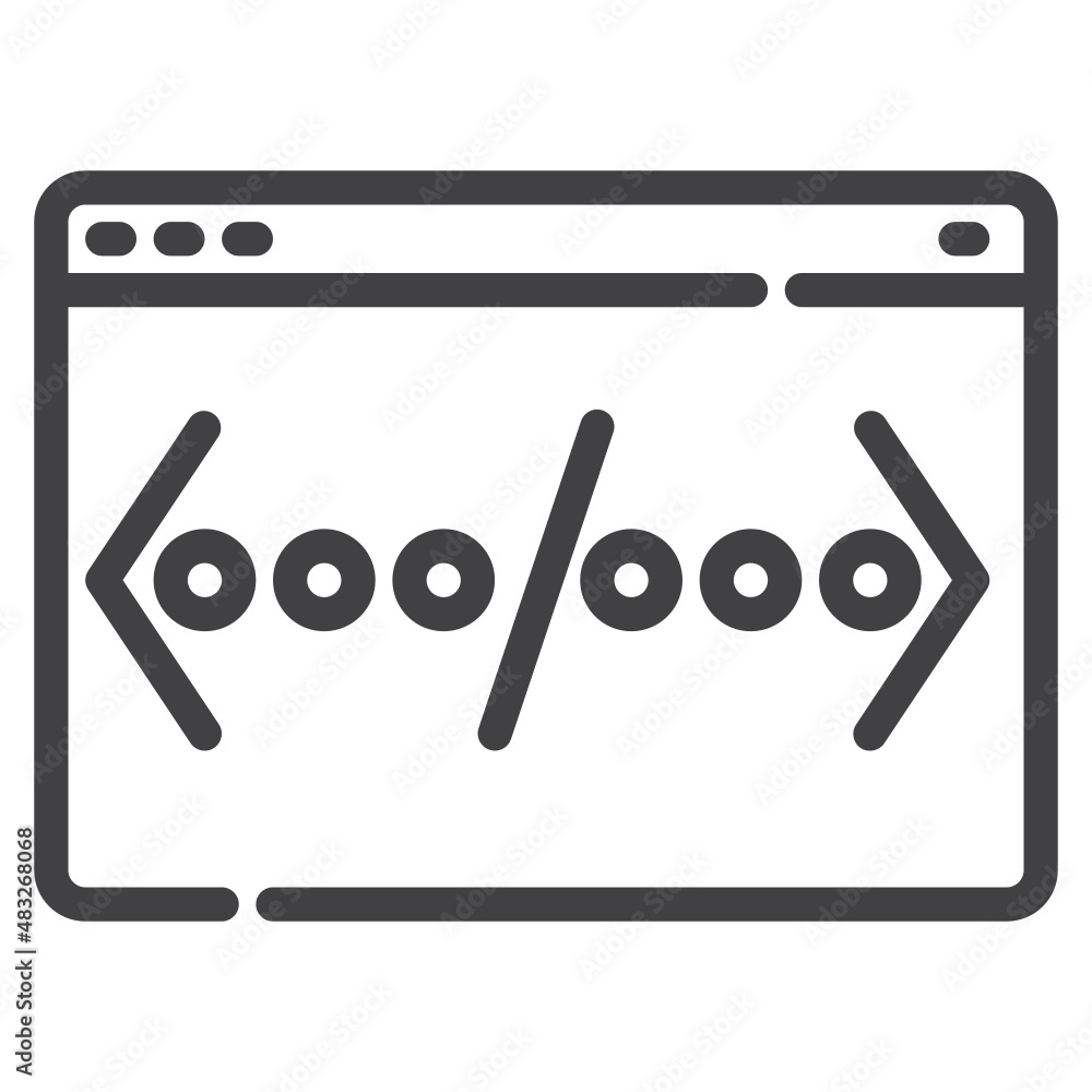 Vector html outline icon, website and coding 64x64 Pixel, white background Vector html outline icon, website and coding 64x64 Pixel, white background