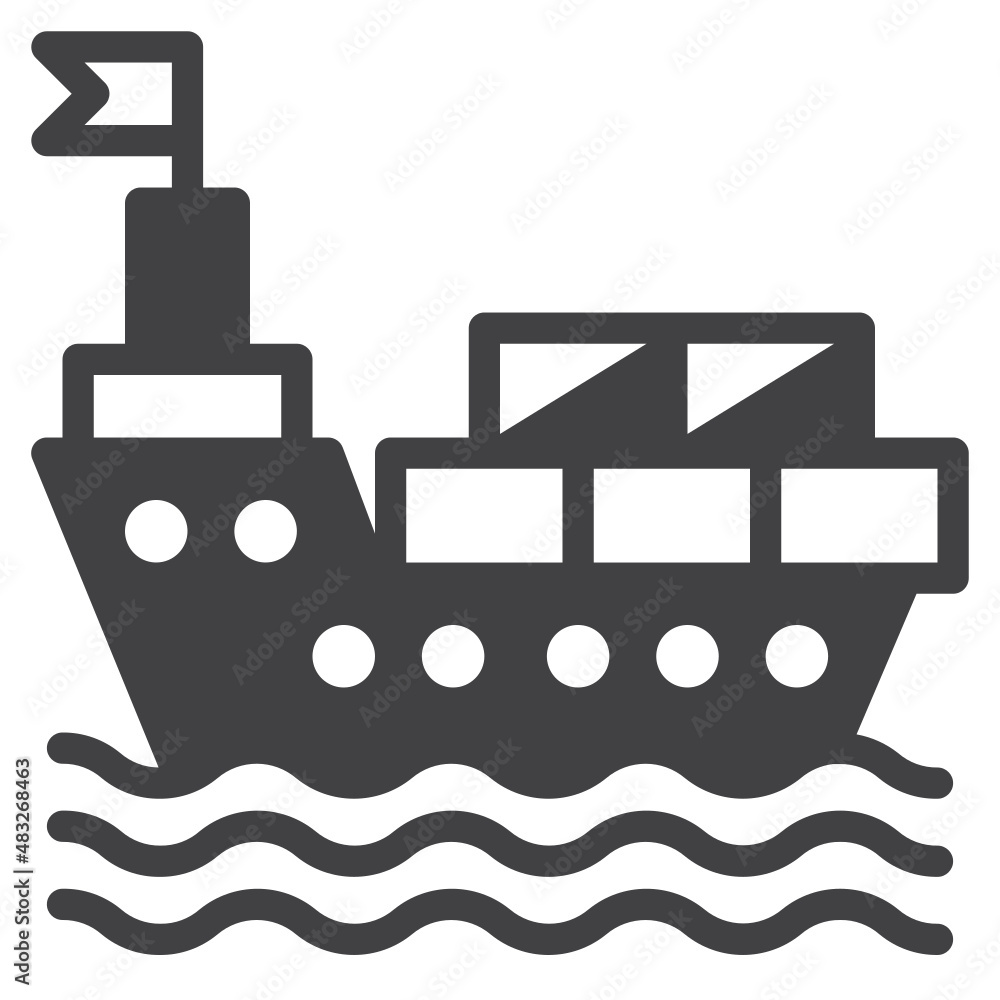 Vector boat solid icon, boat and delivery 64x64 Pixel, white background Vector boat solid icon, boat and delivery 64x64 Pixel, white background
