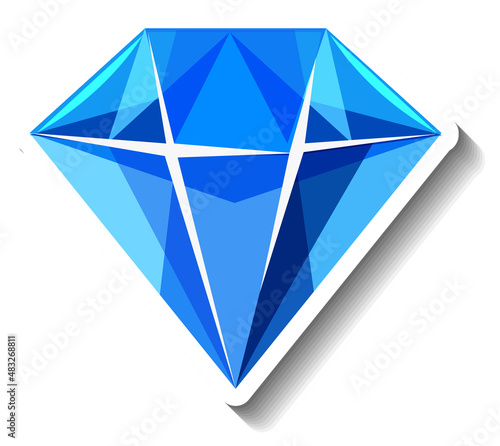 Blue diamond sticker isolated
