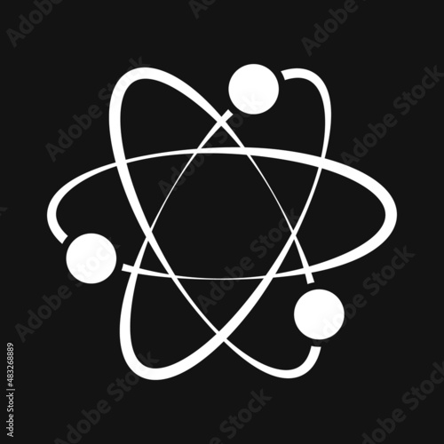 Molecule icon. Atom or ion symbol. Stencil vector stock illustration. EPS 10