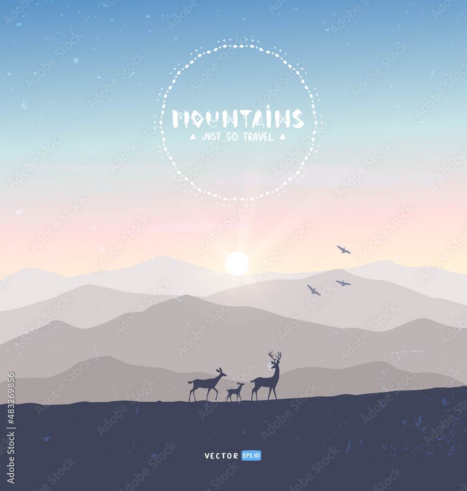 Fototapeta premium mountains deer