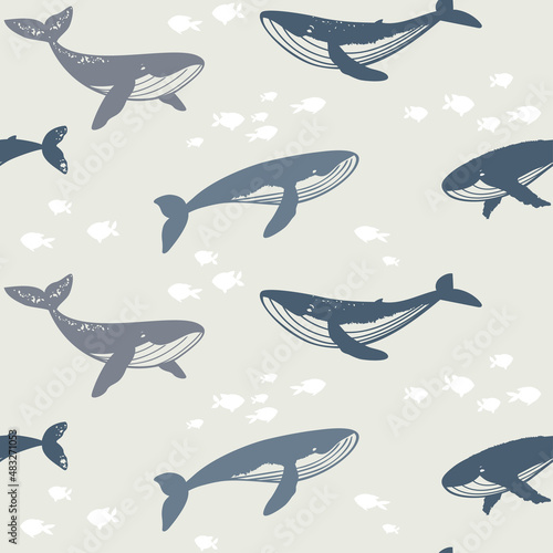 seamless whales silhouette