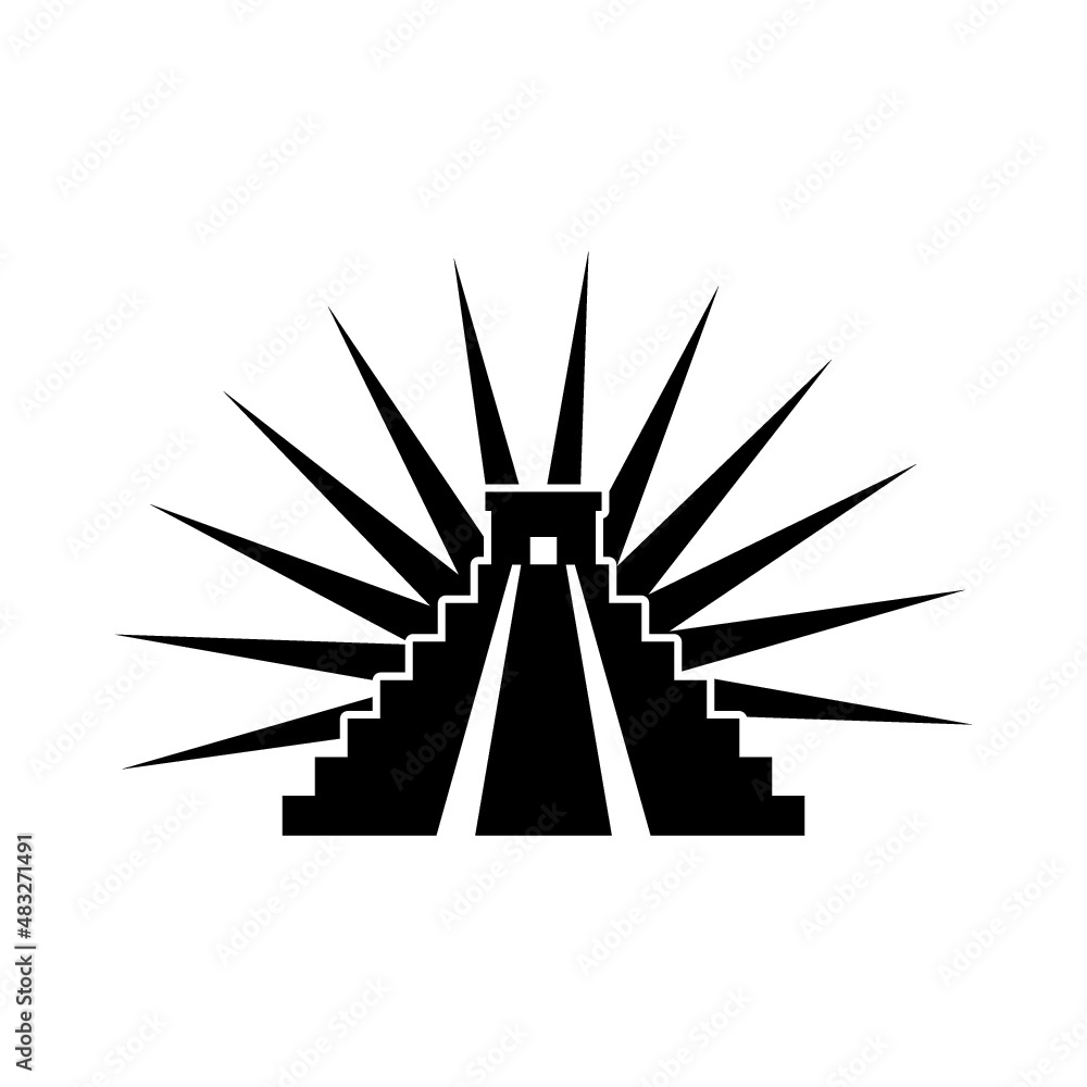 Mexican pyramid flat icon isolated on white background Mexican pyramid flat icon isolated on white background