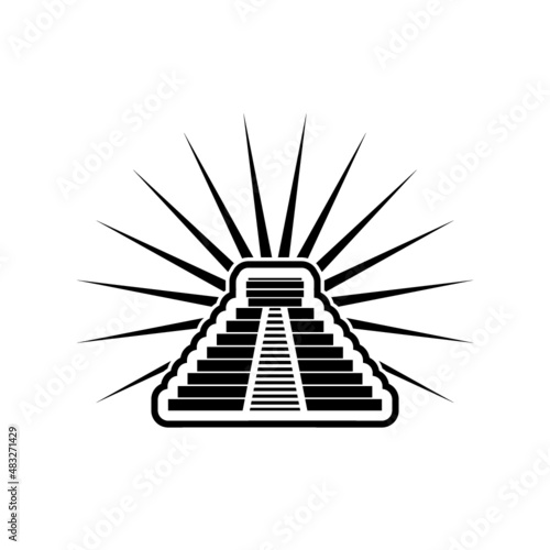 Mexican pyramid flat icon isolated on white background