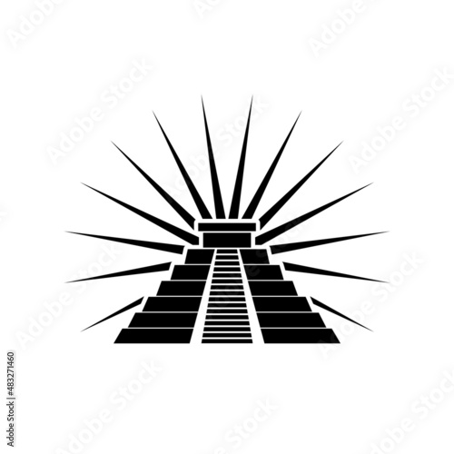 Mexican pyramid flat icon isolated on white background
