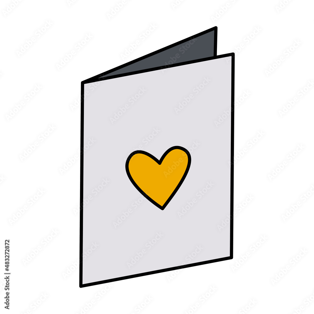 Valentine's Day greeting card love heart doodle vector illustrations colored hand drawn	
