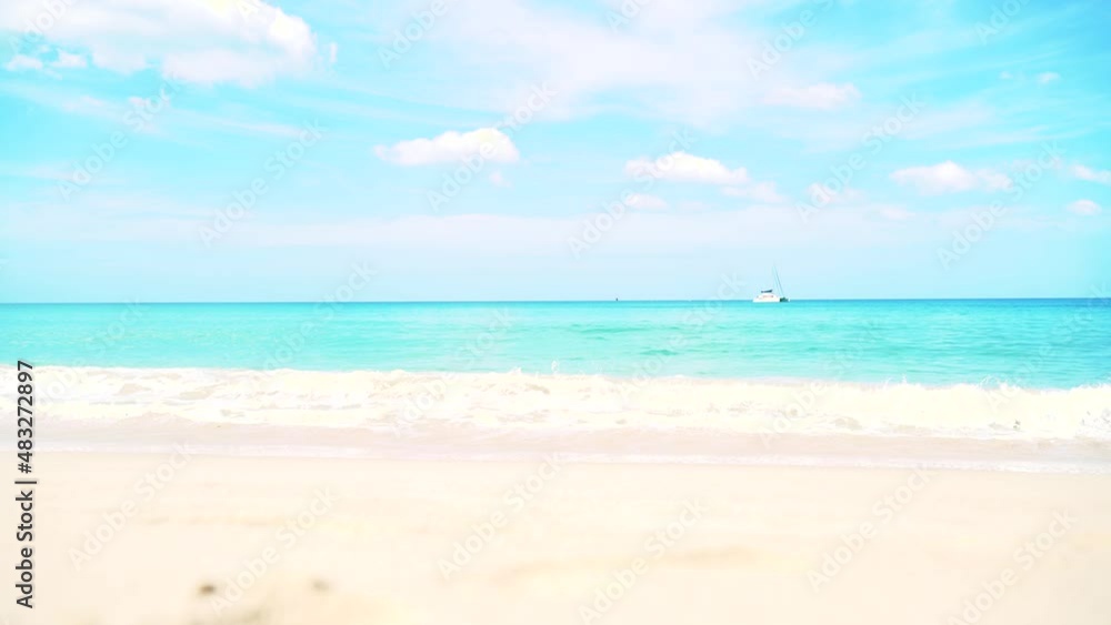 Sunrise scenery over the sea beautiful sea waves Amazing white sand and sea sun in summer Sunrise at Andaman ocean beach. Body of water. Spectacular nature view 4K. Sunrise scenery over the sea beautiful sea waves Amazing white sand and sea sun in summer Sunrise at Andaman ocean beach. Body of water. Spectacular nature view 4K.