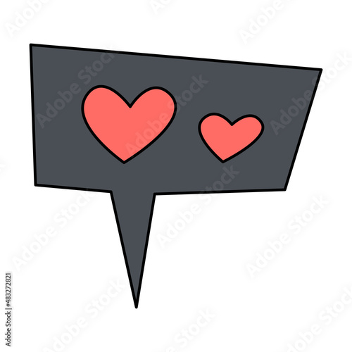 Valentine's Day lable love heart doodle vector illustrations colored hand drawn	
