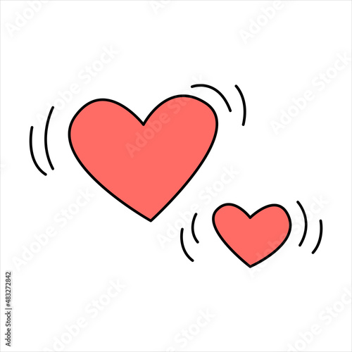 Valentine's Day motion love hearts doodle vector illustrations colored hand drawn	
