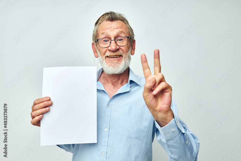 old man office documents work light background old man office documents work light background