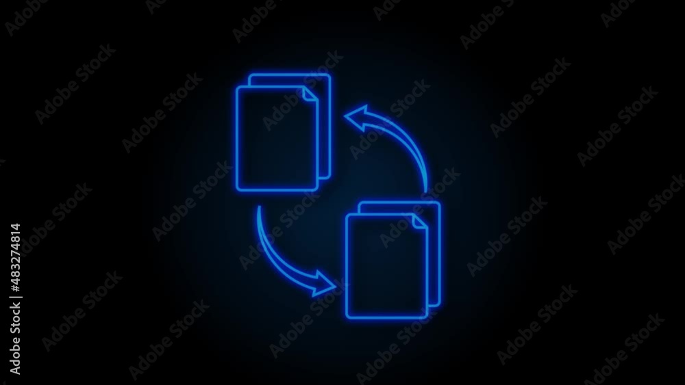 Neon icon with file exchange. Cloud storage icon. Data storage. Motion Graphic Neon icon with file exchange. Cloud storage icon. Data storage. Motion Graphic