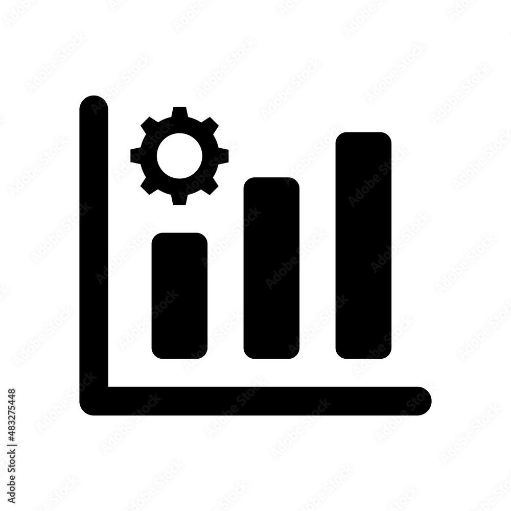 Bar graph and gear silhouette icon. Vector. Bar graph and gear silhouette icon. Vector.