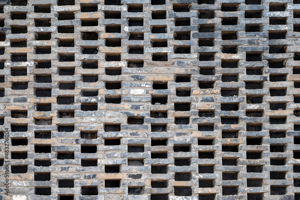 Grey brick walls of old Chinese folk buildings Grey brick walls of old Chinese folk buildings