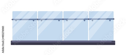 Glass and metal fence. Modern balcony and terrace fencing, railing. Iron hand...
