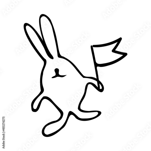 Easter Bunny with decorative elements isolated on background.