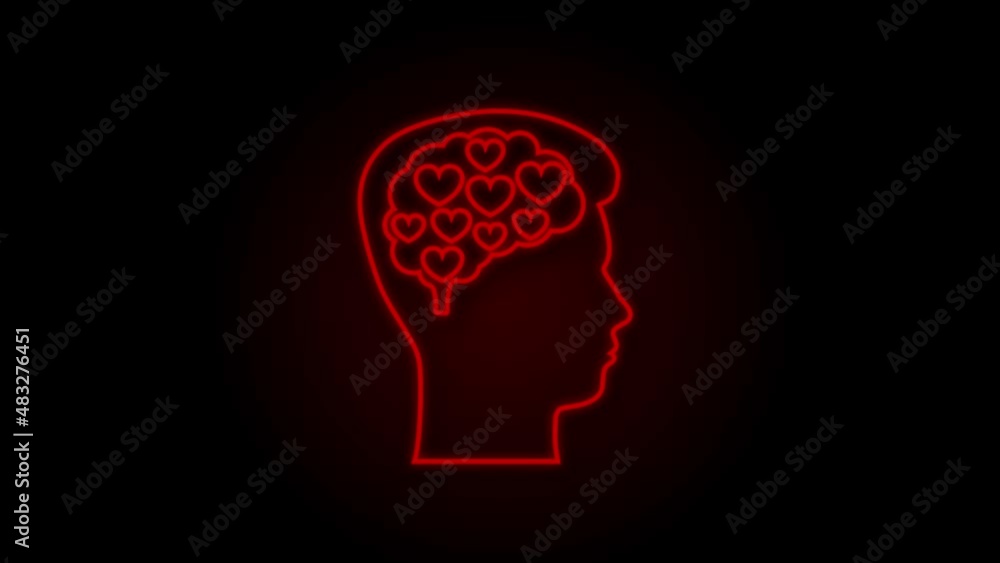 Heart head neon icon, great design for any purposes. Motion Graphic. Mental health concept. Health care concept. Heart head neon icon, great design for any purposes. Motion Graphic. Mental health concept. Health care concept.