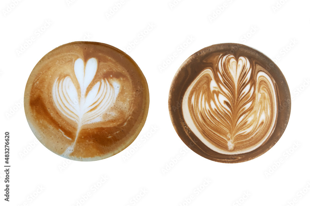 Fototapeta premium Latte coffee art top view isolated