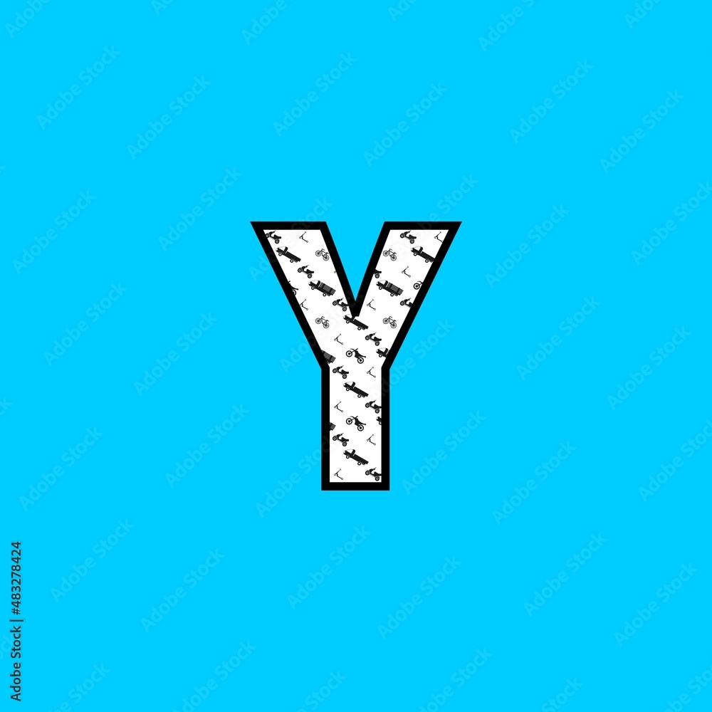 letter y decorated with transportation pattern. Vector cartoon english alphabet. letter y decorated with transportation pattern. Vector cartoon english alphabet.