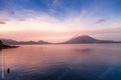 View of the two volcanoes of Ometepe Island, Nicaragua from a jetty © Javier