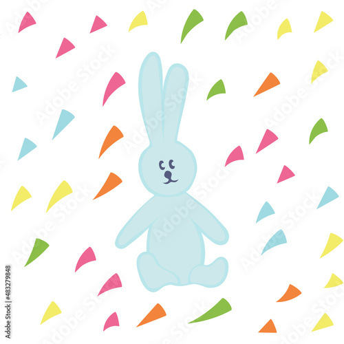 Easter Bunny with decorative elements isolated on background.