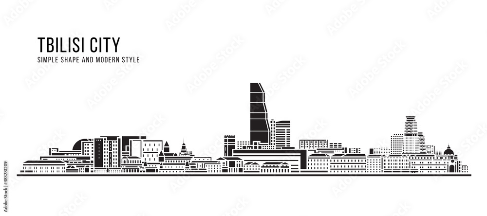 Cityscape Building Abstract Simple shape and modern style art Vector design - Tbilisi city