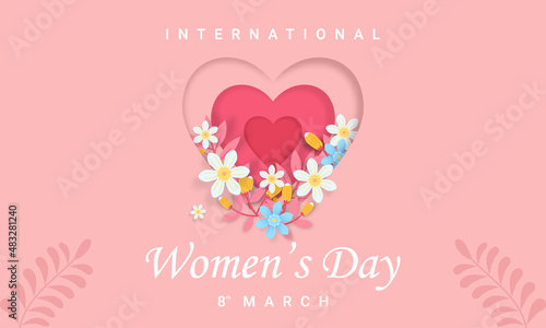 Paper art of international womens day background