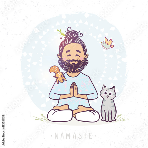 yoga man and animals