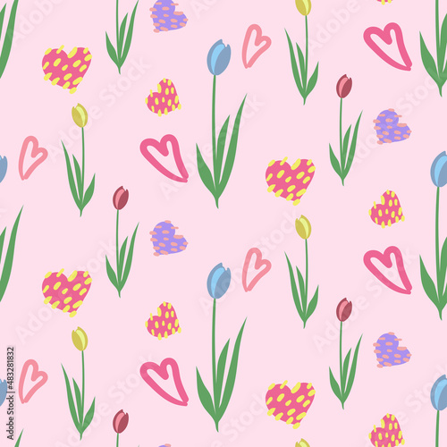 Seamless pattern with flowers and easter elements © Anya Li
