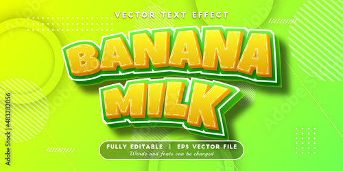 Text effects 3d banana milk, editable text style