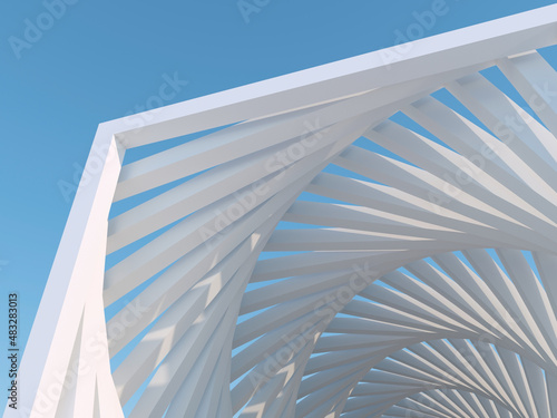 Abstract white parametric architecture fragment. 3d