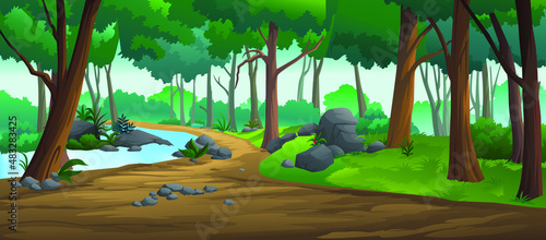 Forest area with a mud road dark forest Indian style 