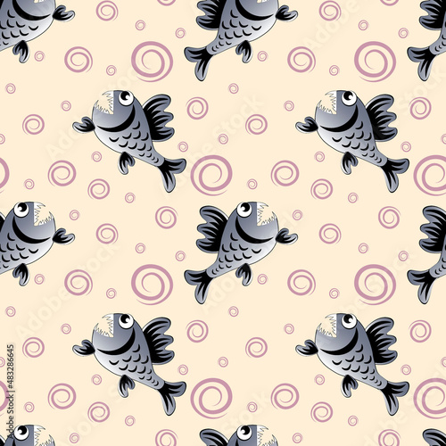 predatory evil piranha fish. Fabulous underwater world. Styling, cartoon style. Design element