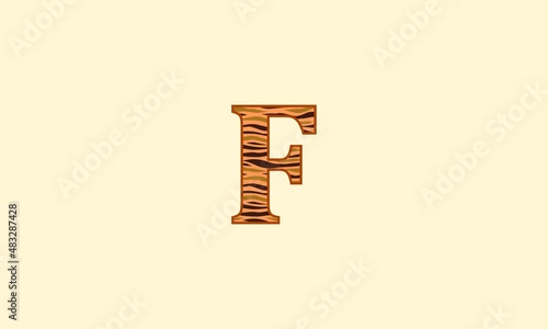 letter f with decoration modern animal pattern. stripes vector with alphabet.