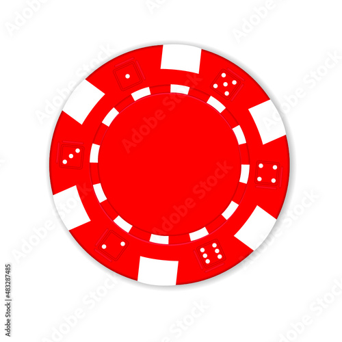 Red poker chip isolated on a white background