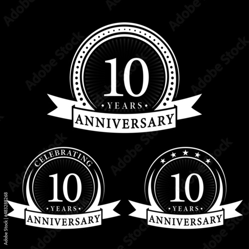 10 years anniversary logo collections. Set of 10th Anniversary logotype template. Vector and illustration.