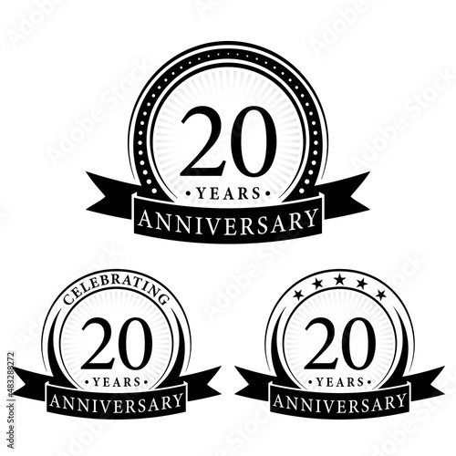 20 years anniversary logo collections. Set of 20th Anniversary logotype template. Vector and illustration.