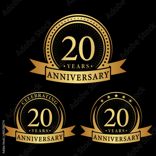 20 years anniversary logo collections. Set of 20th Anniversary logotype template. Vector and illustration.
