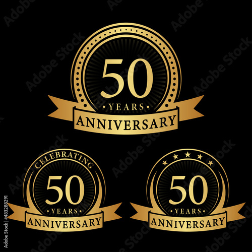 50 years anniversary logo collections. Set of 50th Anniversary logotype template. Vector and illustration.