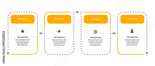 Steps business timeline process infographic template design with icons