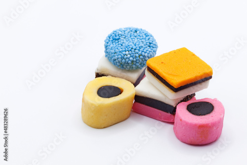 English confectionery on white background
