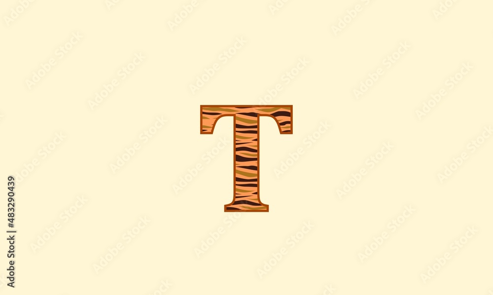 letter t with decoration modern animal pattern. stripes vector with alphabet. letter t with decoration modern animal pattern. stripes vector with alphabet.