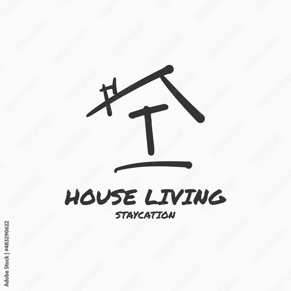 letter T minimalist doodle house vector logo design letter T minimalist doodle house vector logo design