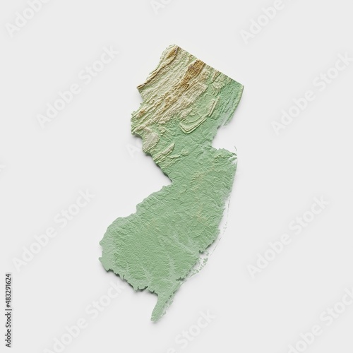 New Jersey Topographic Relief Map - 3D Render